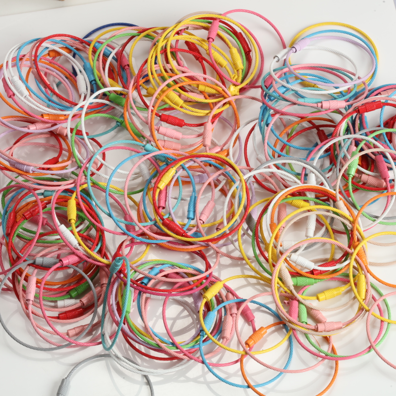 Jewelry Making Materials Wholesale - 5/10/20/40pcs Colorful Keychain Wire Rope Key