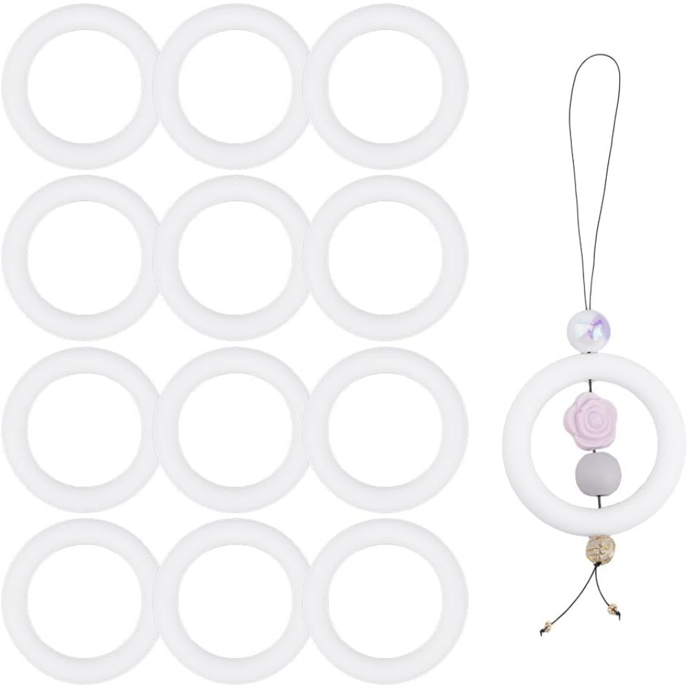 Pendant Blank Bezel - 12pc Silicone Bead Ring 65mm Round