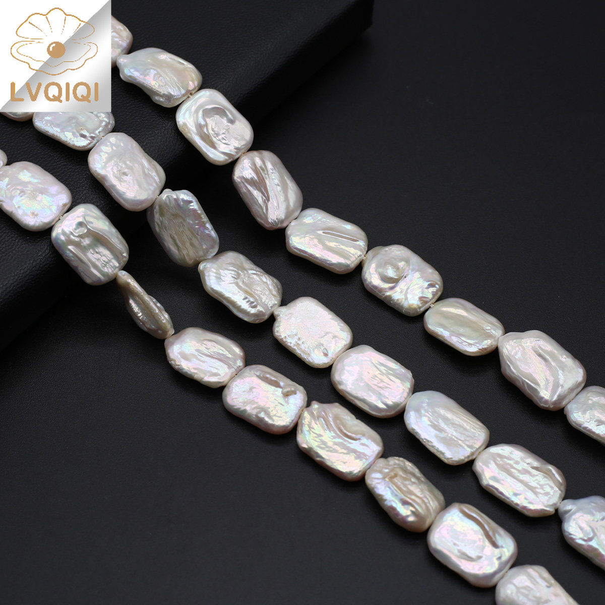 Jewelry Making Bead - Natural Freshwater Baroque Rectangular Pearls Beaded