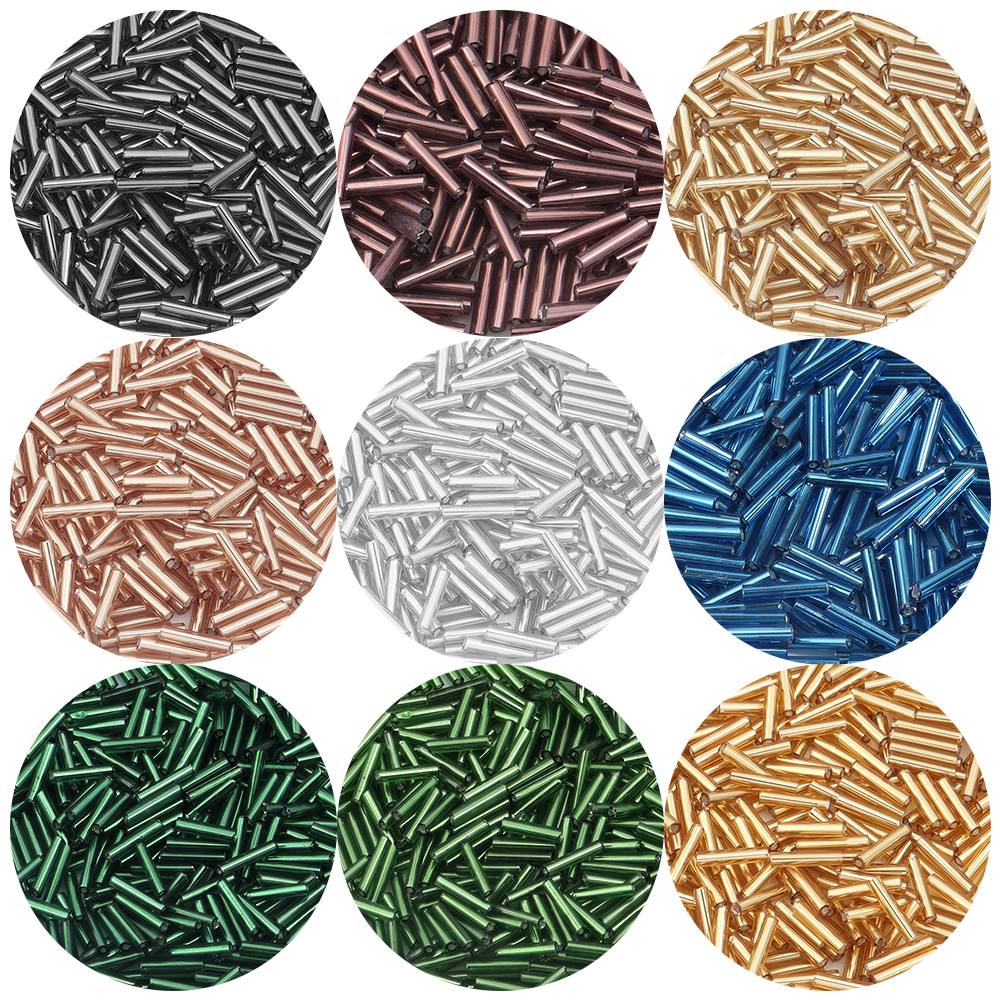 Seed Bead Tube - 2x9mm Silver Colour Line Tube Beads