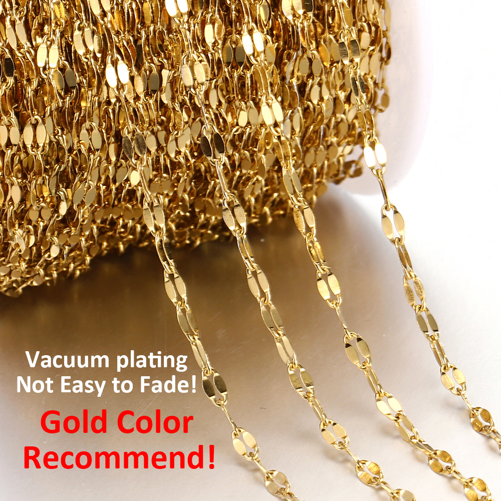Jewelry Making Materials Wholesale - 2Meters Gold-Plated Stainless Steel Lips Chains
