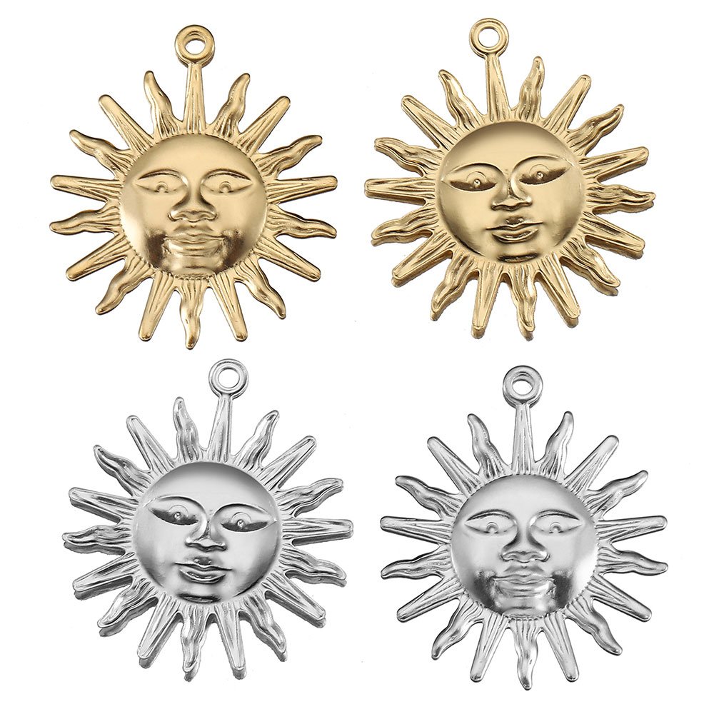 Jewelry Making Materials Wholesale - 5pcs Stainless Steel Sun Pendant for