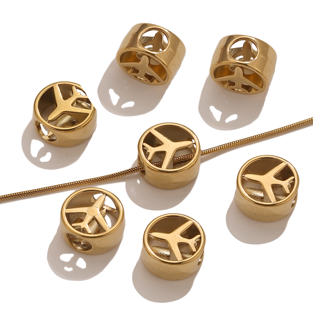 Jewelry Making Materials Wholesale - 5PCS 18K Gold Plated Airplane Openwork