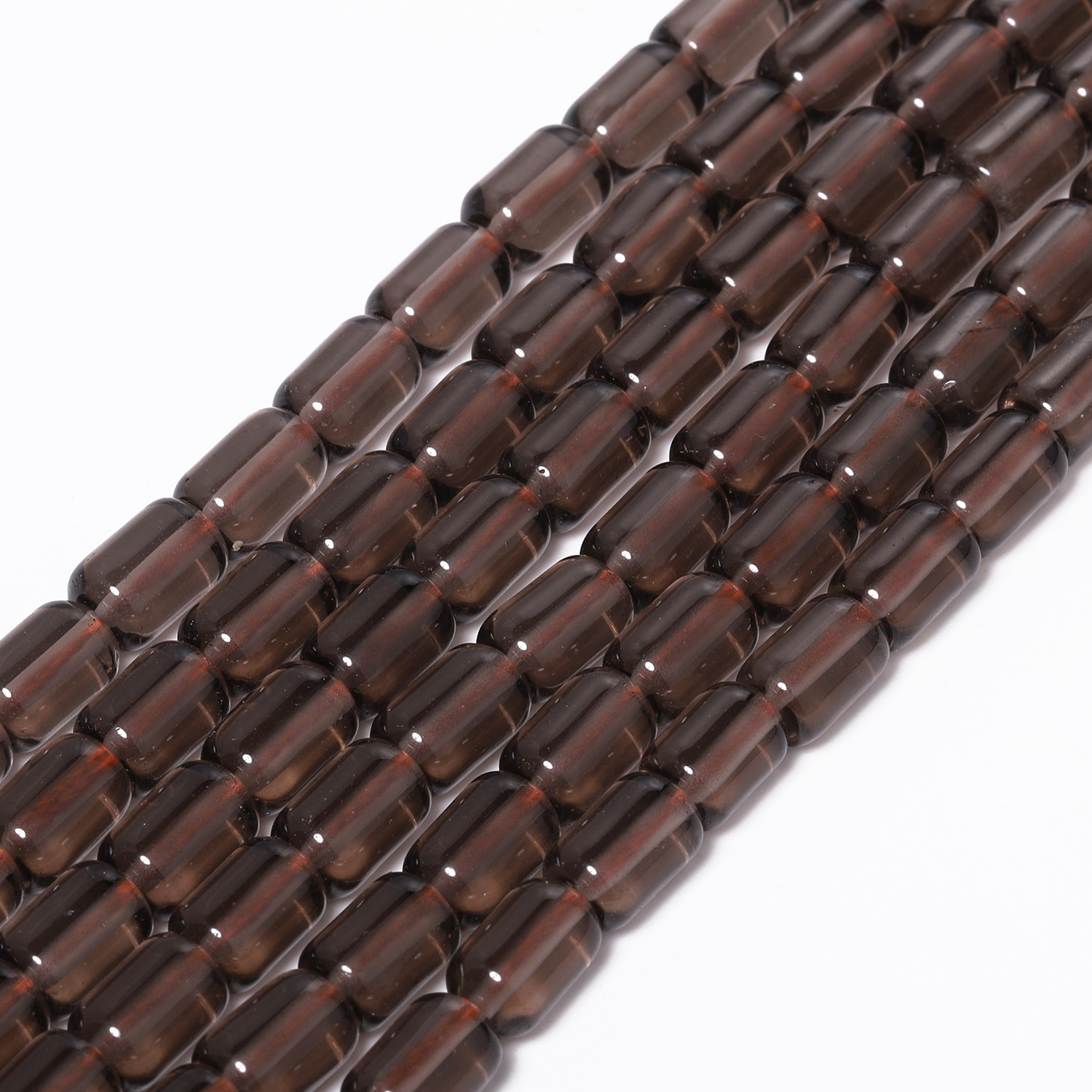 Seed Bead Tube - Natural Smoky Quartz Stone Tube Cylindrical