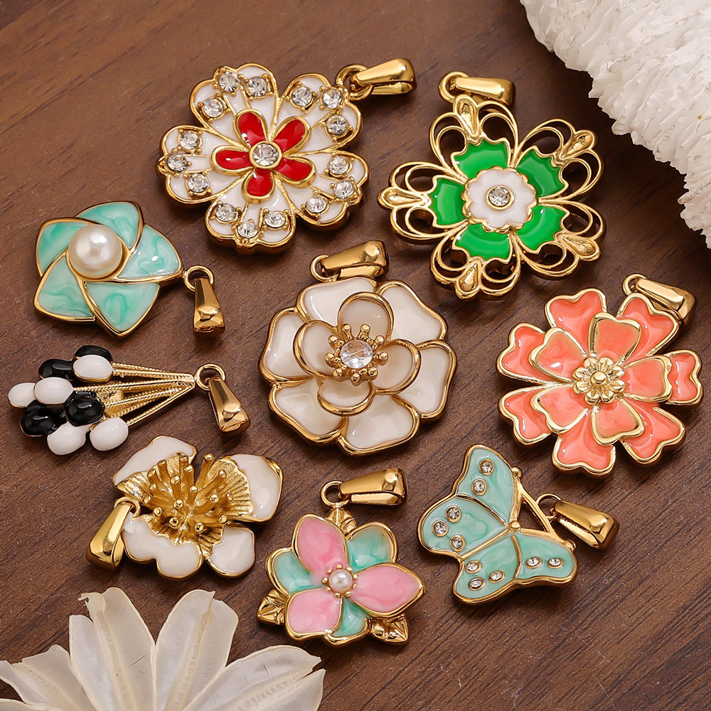 2PCS Stainless Steel Enamel La - Jewelry Making Materials Wholesale のレビューと価格