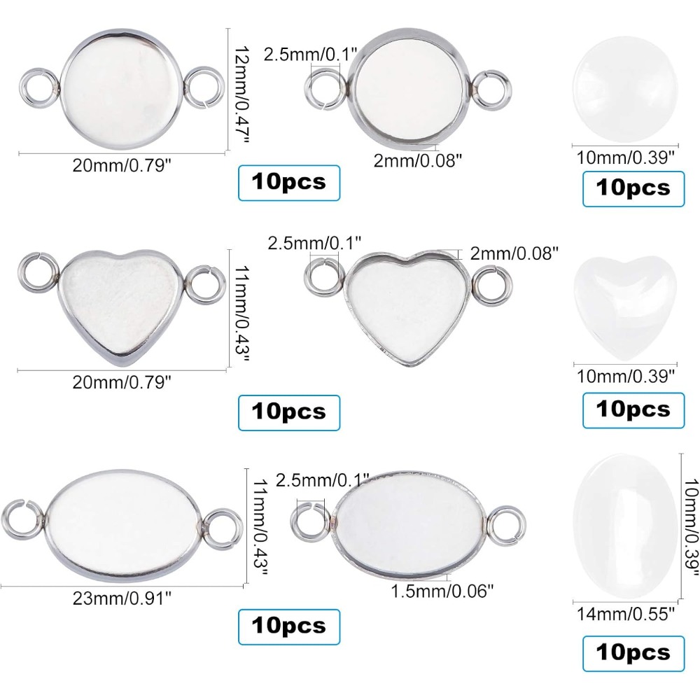 30 Sets Oval/Flat Round/Heart  - Pendant Blank Bezel のレビューと価格