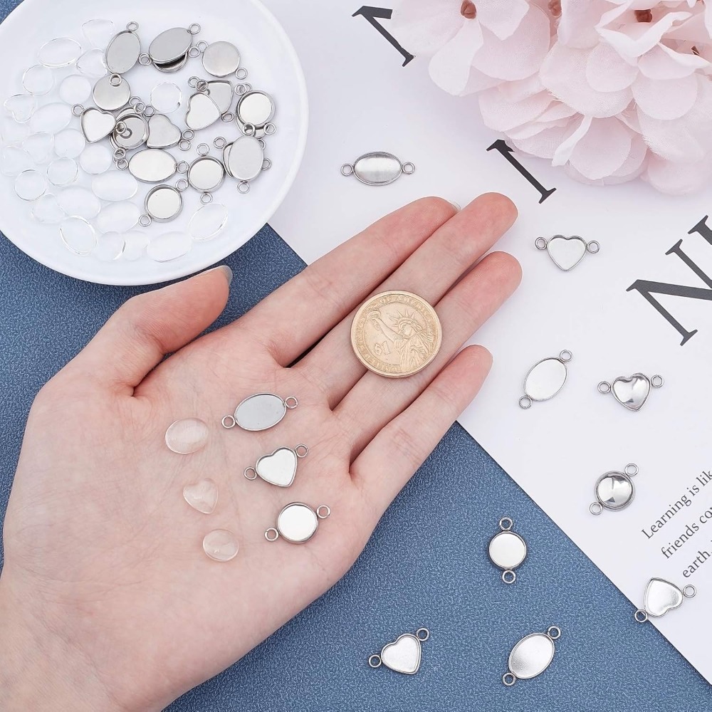 30 Sets Oval/Flat Round/Heart  - Pendant Blank Bezel のレビューと価格