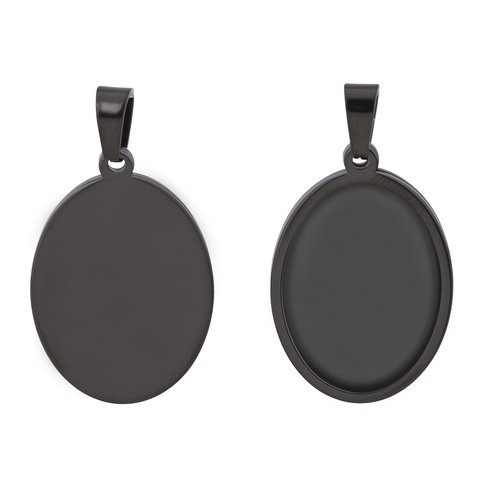 5pcs Stainless Steel Black Ova - Pendant Blank Bezel のレビューと価格