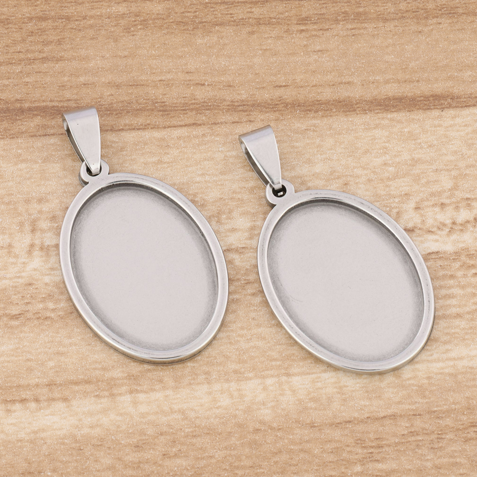 5pcs Stainless Steel Black Ova - Pendant Blank Bezel のレビューと価格