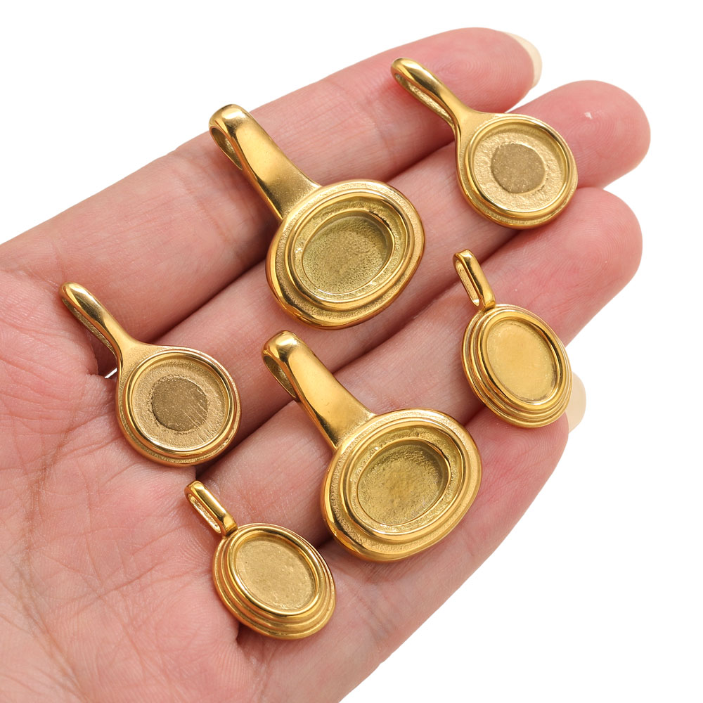5pcs Stainless Steel Round Ova - Jewelry Making Resin のレビューと価格
