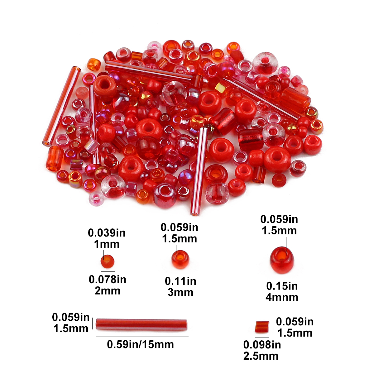30g/lot Mixed Size Seed Glass  - Seed Bead Tube のレビューと価格