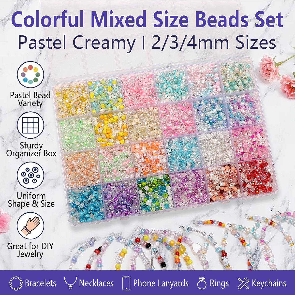 24 Grid Mixed Size Glass Seed  - Seed Bead Tube のレビューと価格