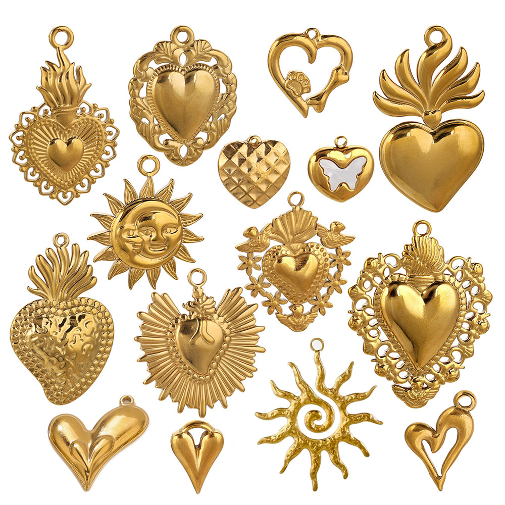 5pcs Stainless Steel Heart Sun - Jewelry Making Materials Wholesale のレビューと価格