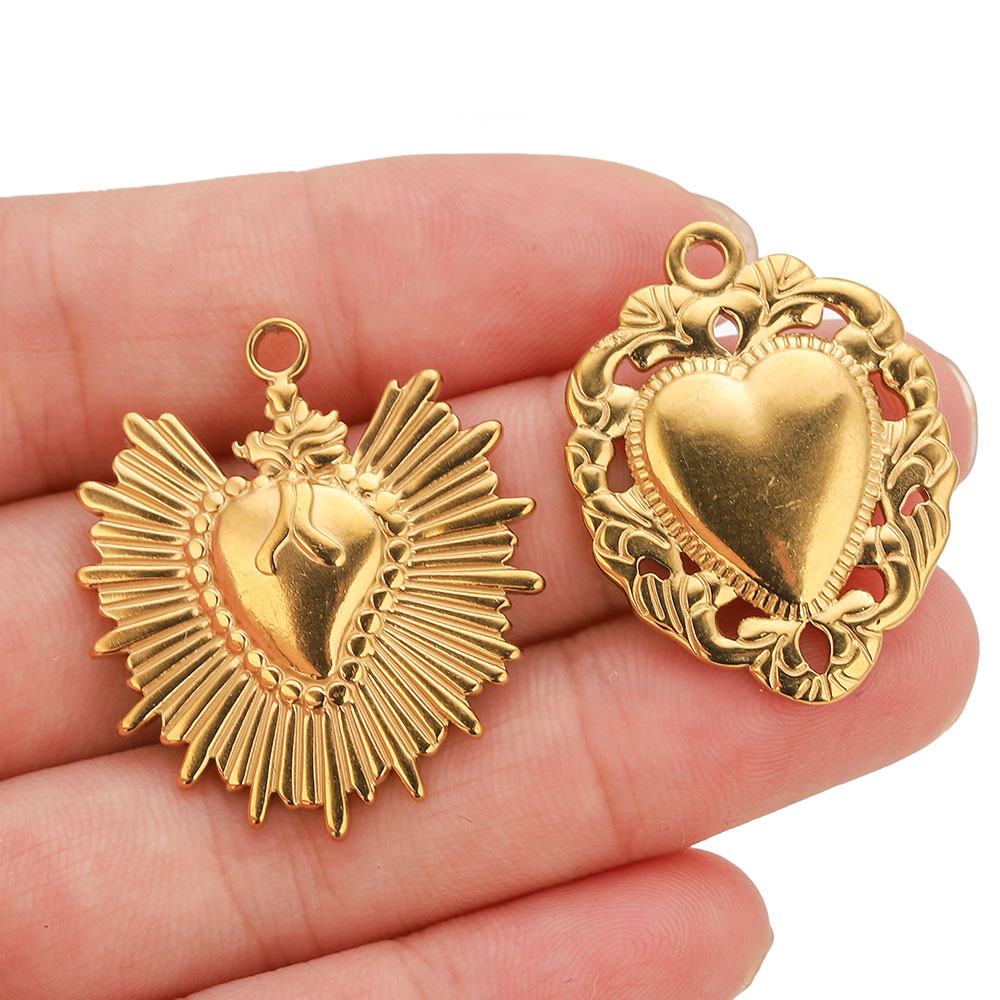 5pcs Stainless Steel Heart Sun - Jewelry Making Materials Wholesale のレビューと価格
