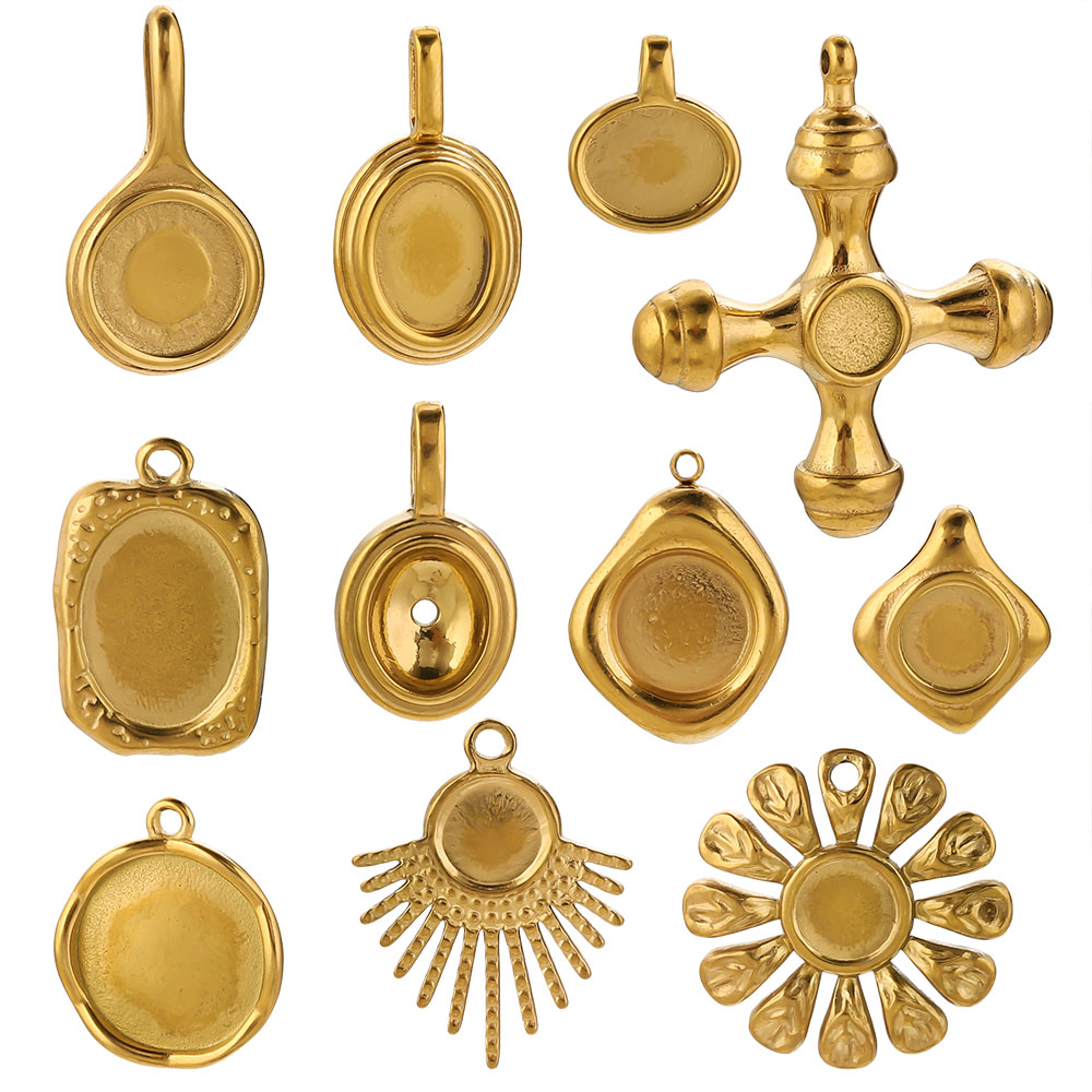 4-5PCS Stainless Steel Gold Ch - Pendant Blank Bezel のレビューと価格