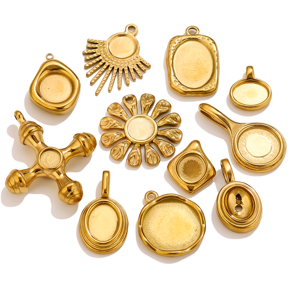 4-5PCS Stainless Steel Gold Ch - Pendant Blank Bezel のレビューと価格