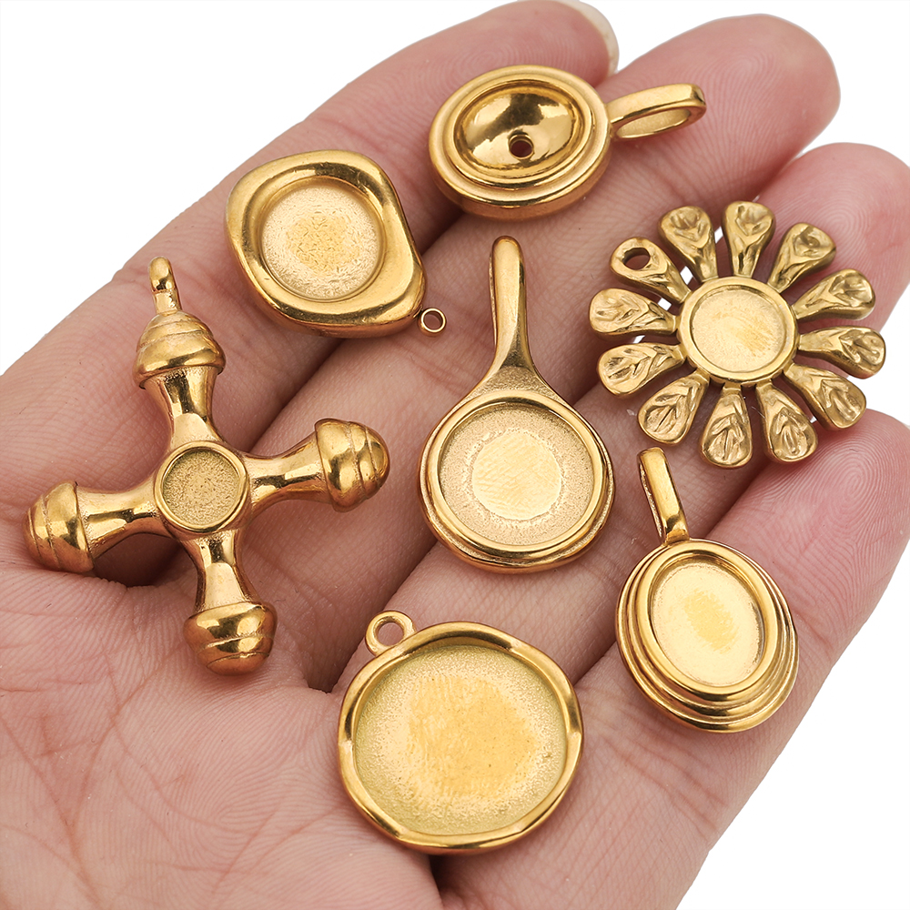 4-5PCS Stainless Steel Gold Ch - Pendant Blank Bezel のレビューと価格