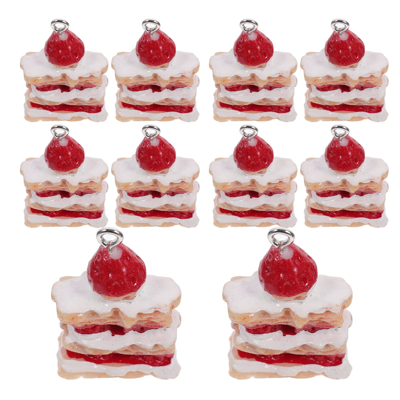 10Pcs Lifelike 3D Strawberry C - Jewelry Making Resin のレビューと価格