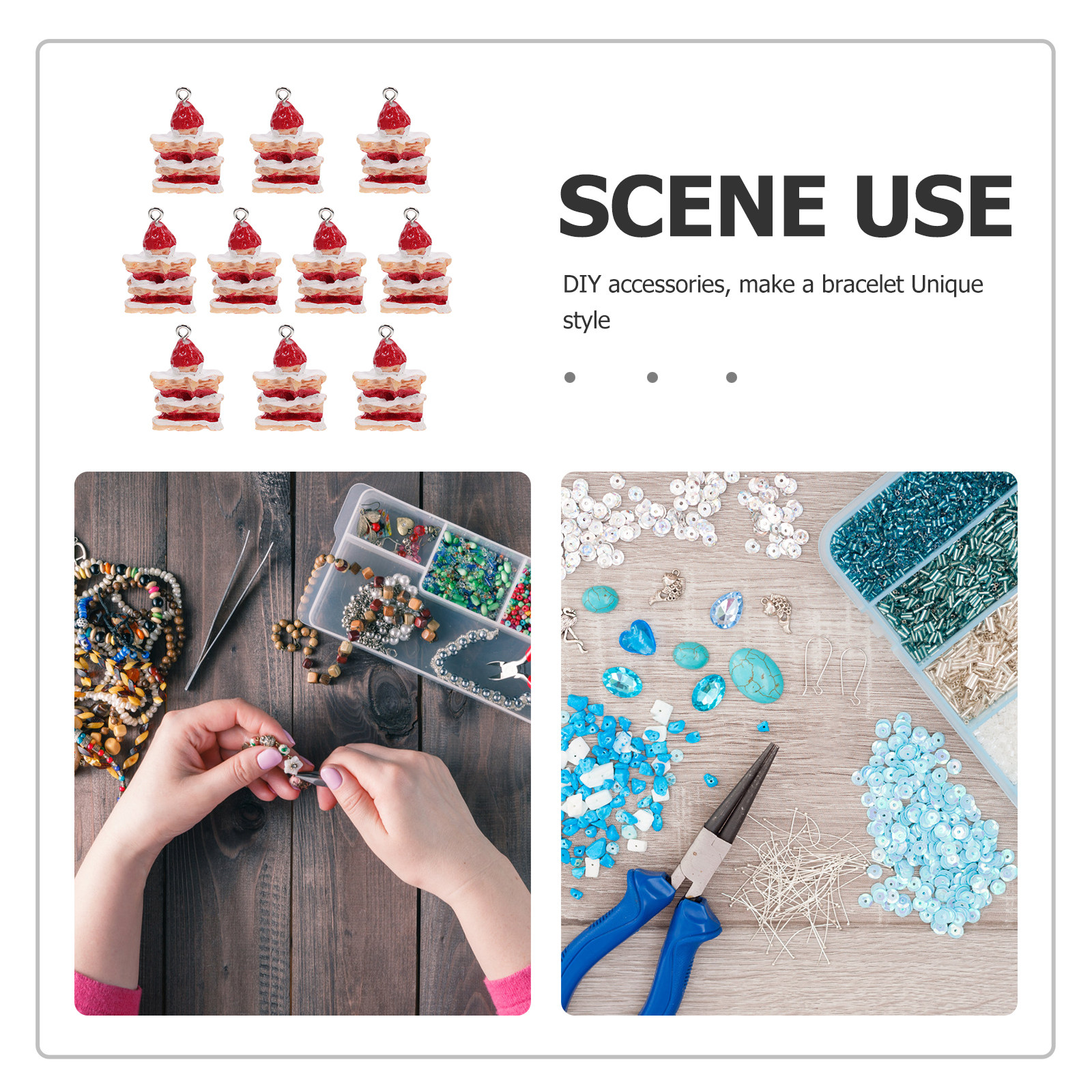 10Pcs Lifelike 3D Strawberry C - Jewelry Making Resin のレビューと価格