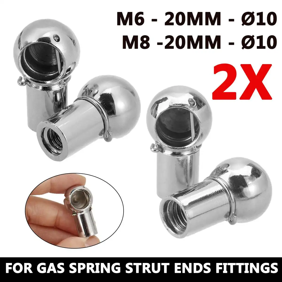 2pcs M6 M8 Universal Silver Bo - Eyepin Ball End のレビューと価格
