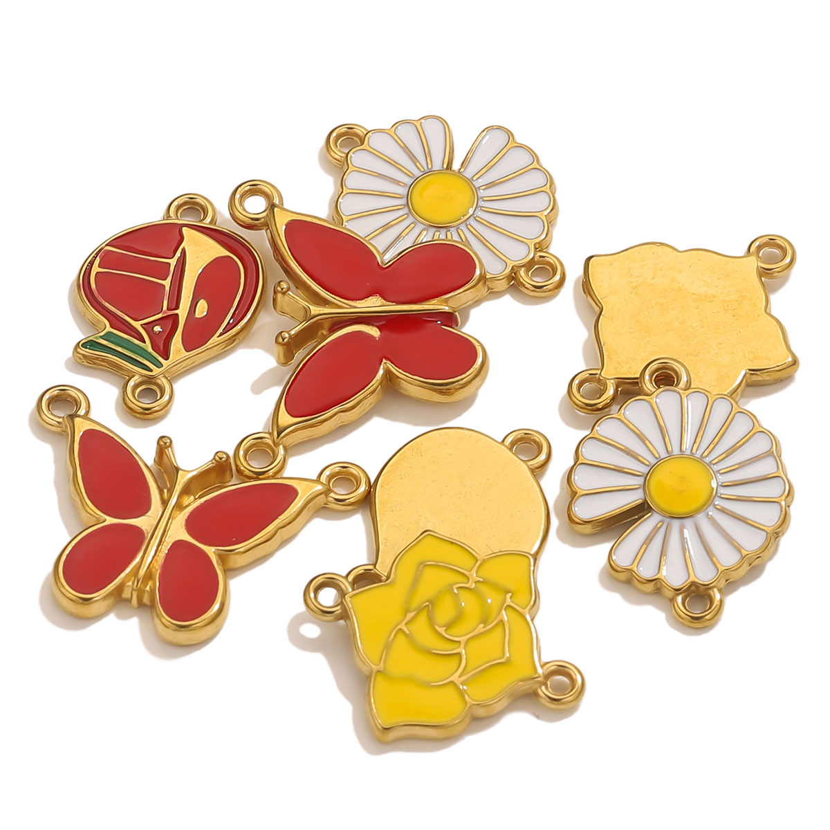 4pcs Stainless Steel Enamel Vi - Jewelry Making Materials Wholesale のレビューと価格