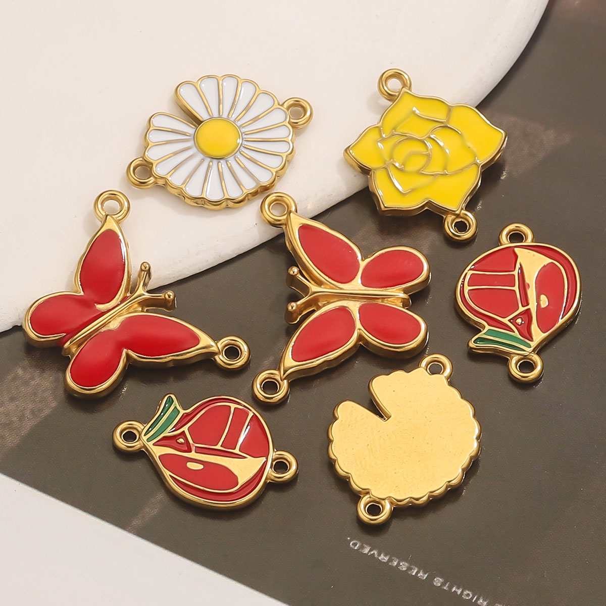 4pcs Stainless Steel Enamel Vi - Jewelry Making Materials Wholesale のレビューと価格