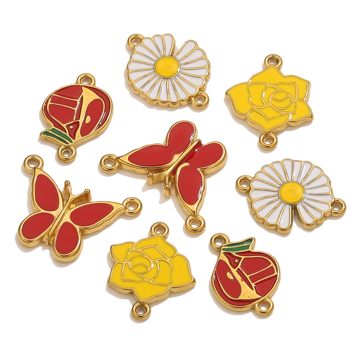 4pcs Stainless Steel Enamel Vi - Jewelry Making Materials Wholesale のレビューと価格