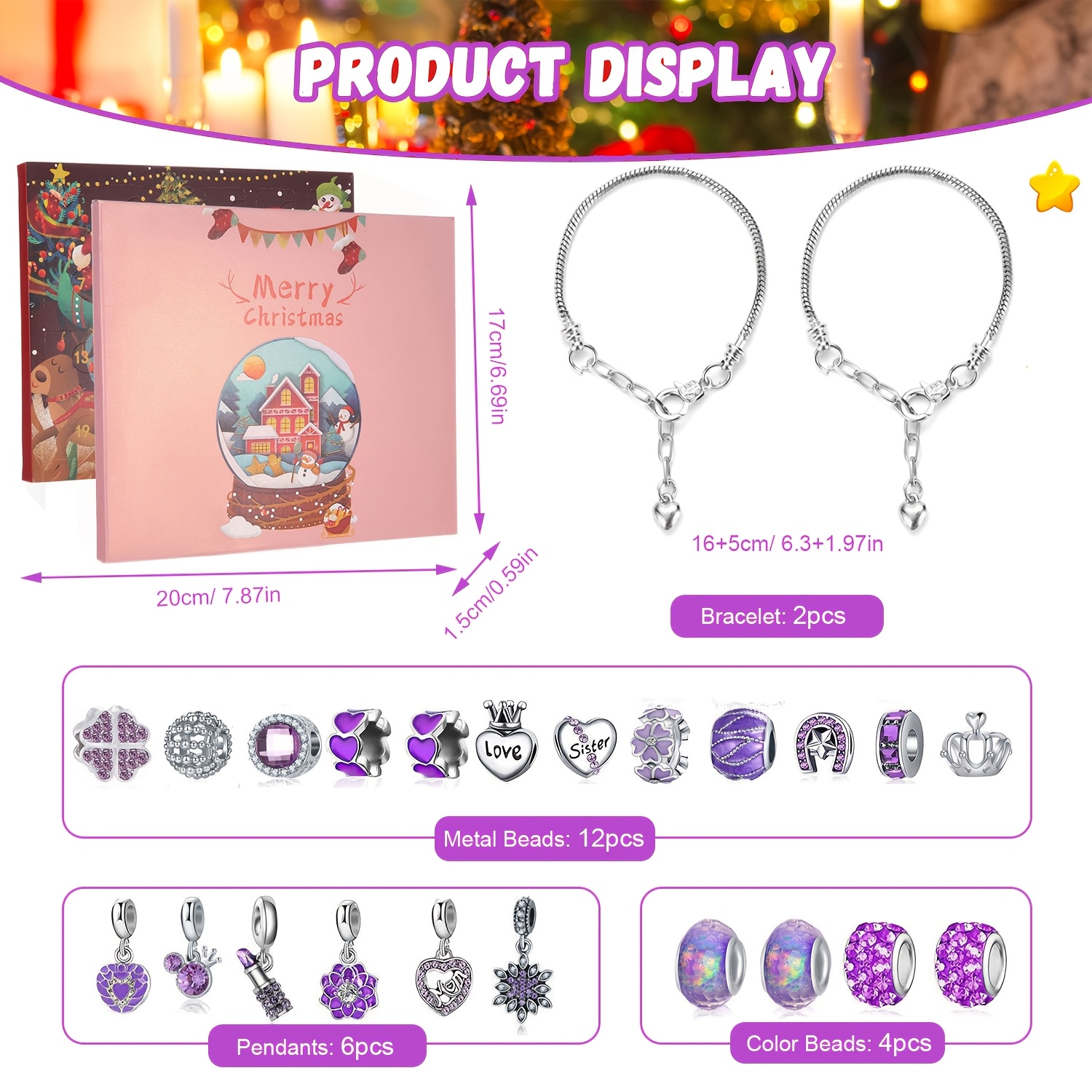 Christmas purple beads DIY jew - Jewelry Making Resin のレビューと価格