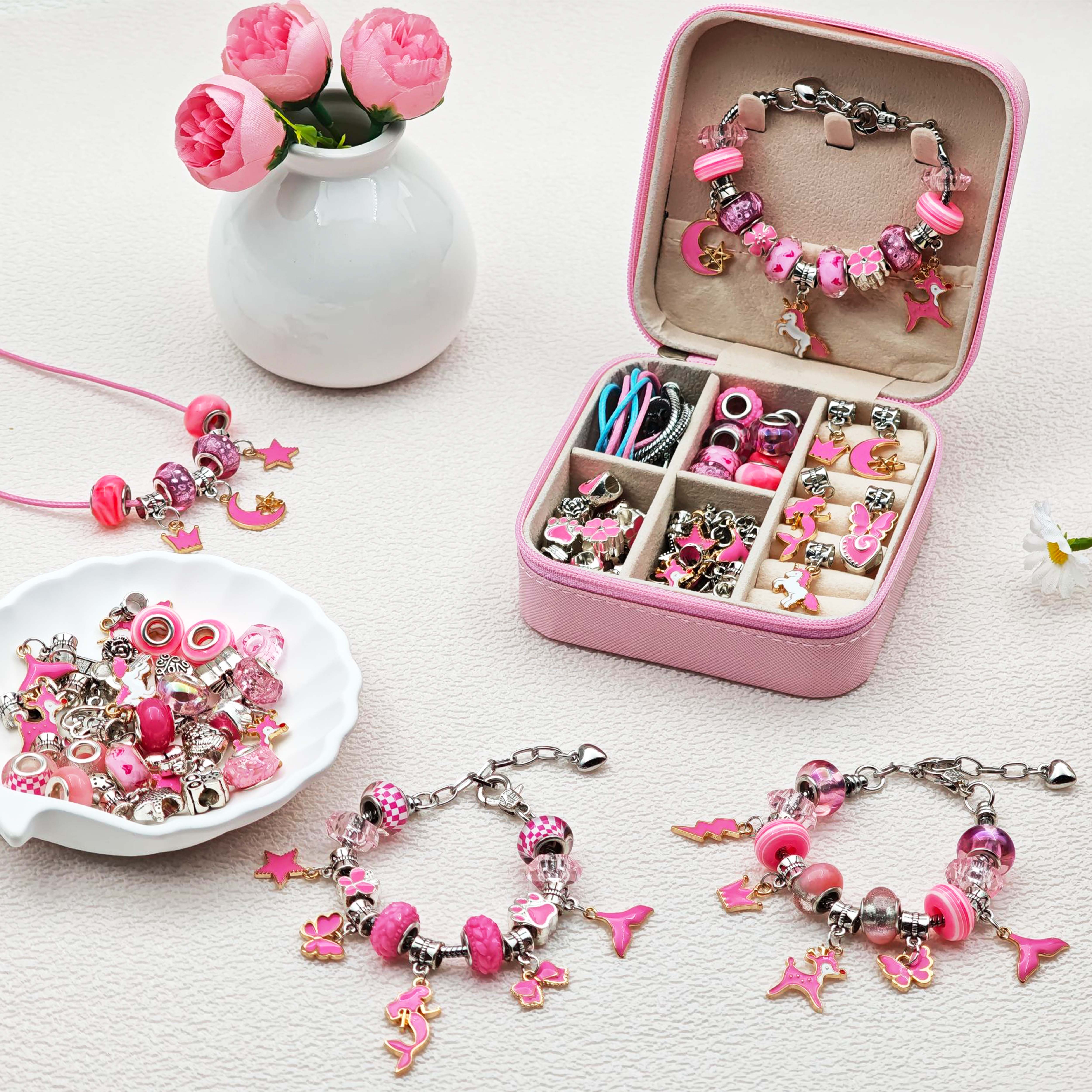 68pcs pink beaded jewelry set, - Jewelry Making Kits For Kids のレビューと価格