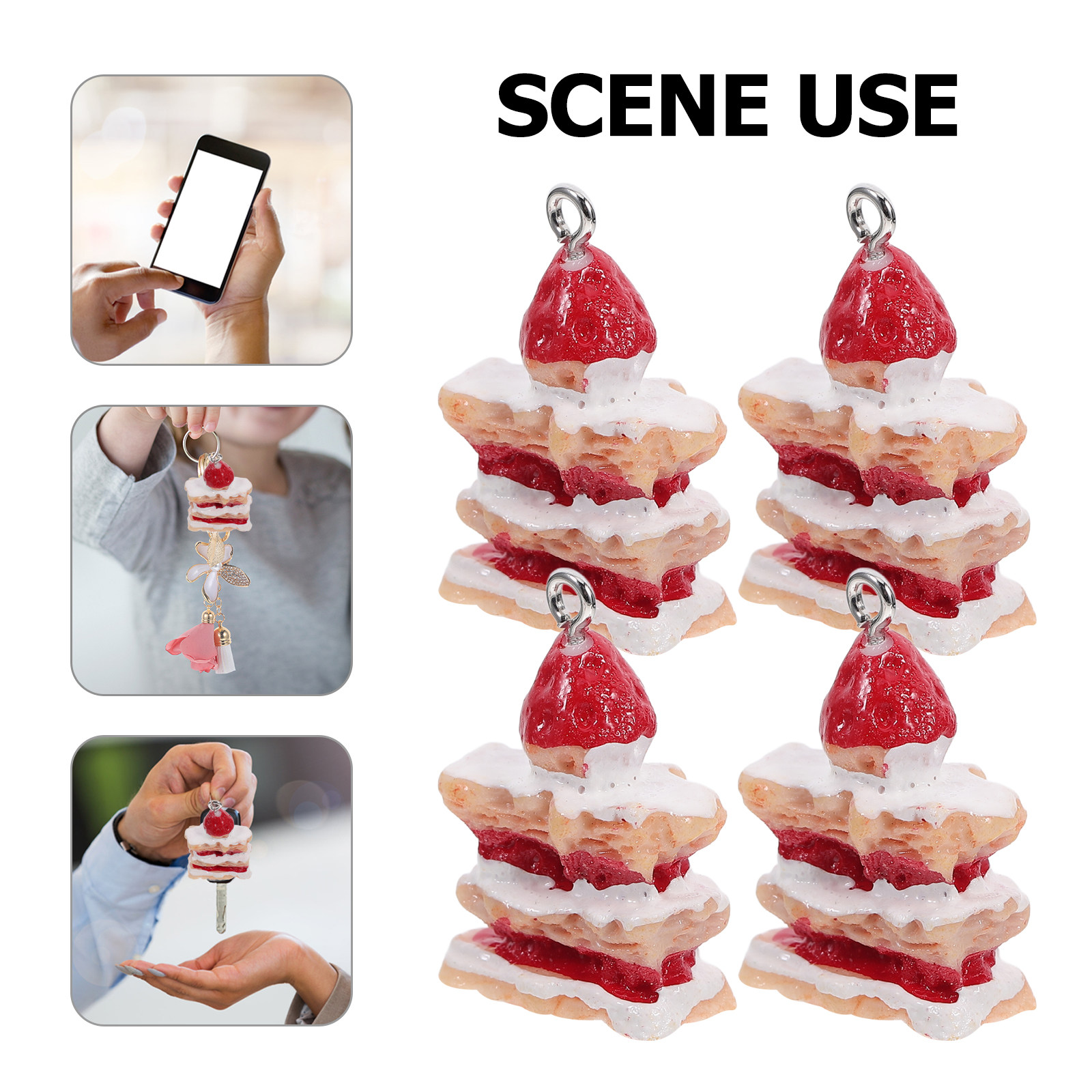 10Pcs Resin Strawberry Cake Ke - Jewelry Making Resin のレビューと価格